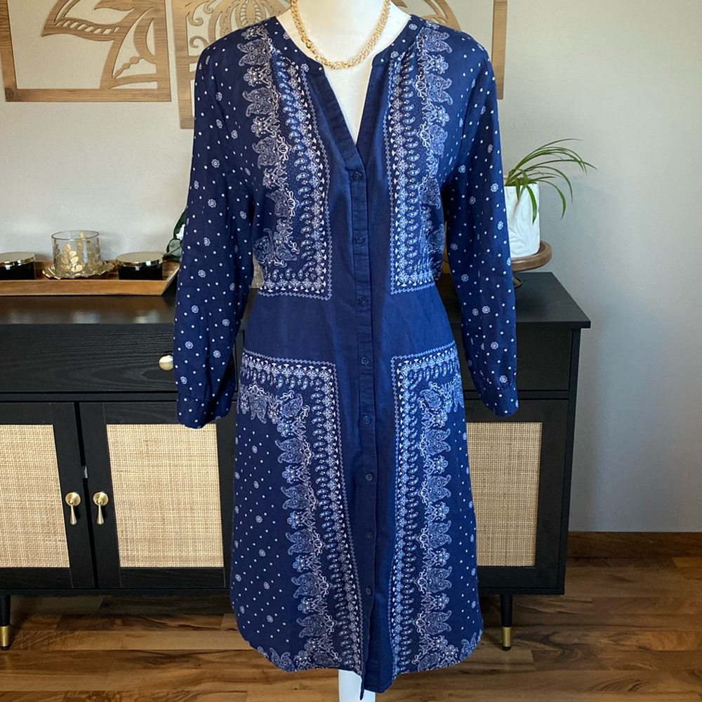 Old Navy Paisley Handkerchief Print Shirt Dress Size Large